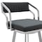 Armen Living Scranton 30" Swivel Modern Brushed Stainless Steel and Slate Gray Faux Leather Barstool 721535752256 - alternate 3